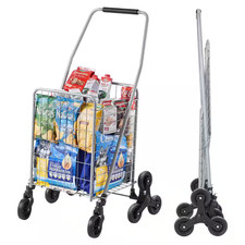 Grocery Shopping Cart, 45L Stair Climbing Cart with 360° Rolling Swivel Wheels,