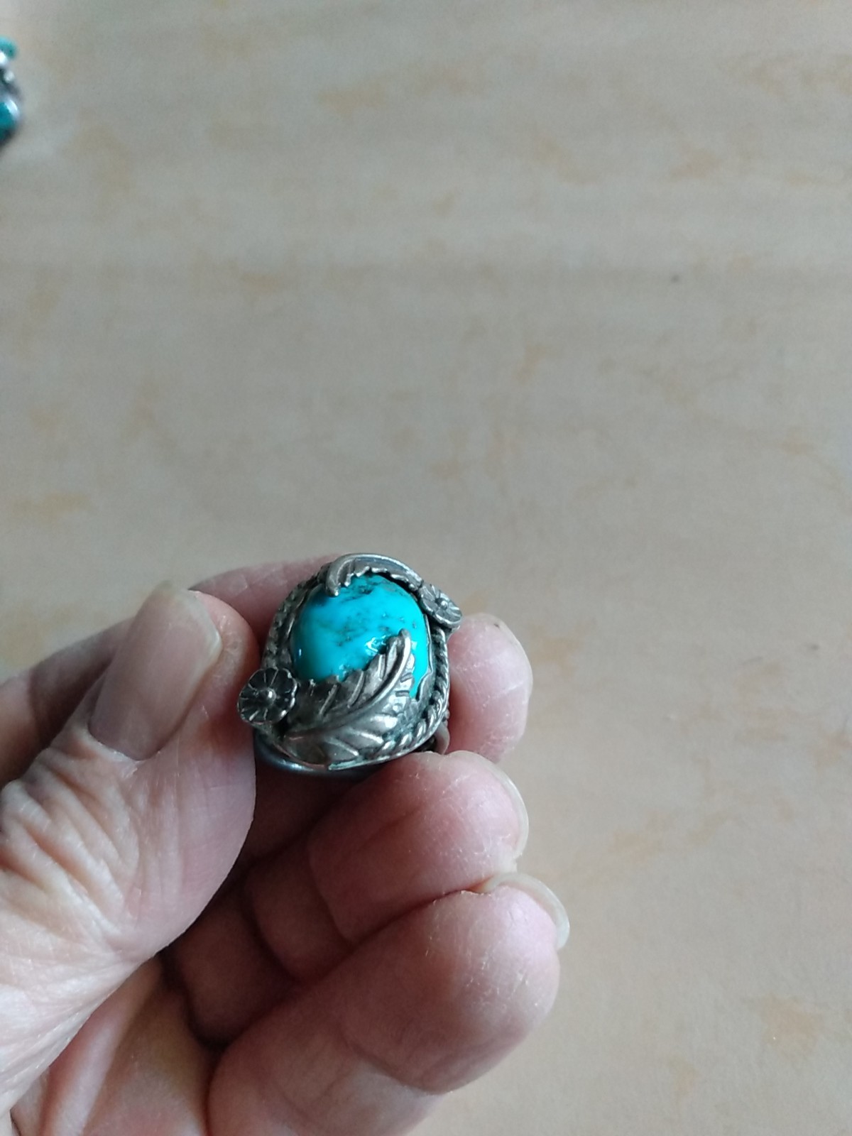Native American Ring Turquoise With Hallmarks - image 6