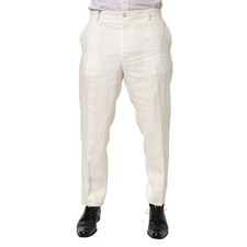 DOLCE & GABBANA Pants White Linen Formal Dress Men Trouser IT56/W42/XXL 820usd