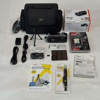 Sony Handycam HDR-CX405 Camcorder Black 3 Batteries 64gb Sd Tripod Case Bundle