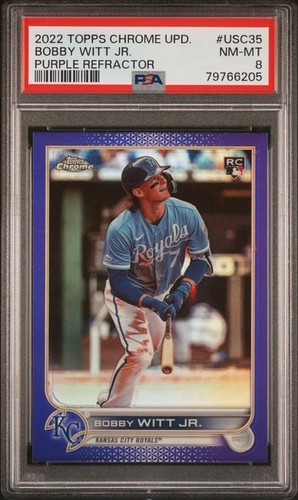 2022 Topps Chrome Update Series USC35 BOBBY WITT JR. Purple Refractor (RC) PSA 8