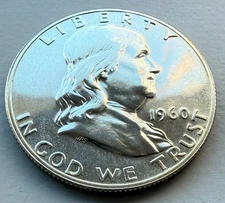 1960 90% SILVER Proof Franklin Half Dollar ~ (MS) Condition