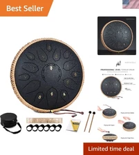 15-Note Tongue Drum - 12-Inch Steel Hand Pan for Relaxation & Meditation