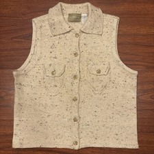 VTG Liz Claiborne Lizwear Women s Sz Small Ivory Knit Cottagecore Vest Cardigan
