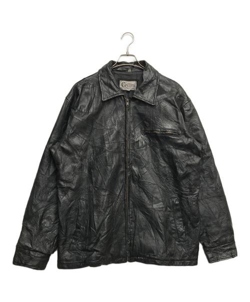 Cellini Leather Patchwork Jacket XL Black Vintage… - image 1