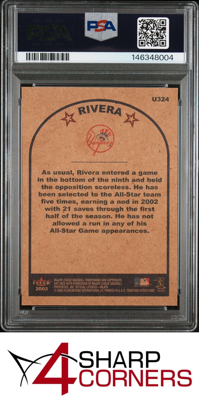 2002 FLEER TRADITION UPDATE #U324 MARIANO RIVERA PSA 10 view 2