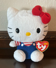 TY Beanie Baby - HELLO KITTY (BLUE OVERALLS ) (5.5 inch) - Stuffed Animal