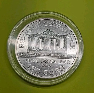 オーストリア 2013年ウィーン 1,50ユーロ銀貨（1オンス）保証書付 SILVER 2013 AUSTRIA VIENNA PHILHARMONIC 1 OZ .999 FINE 1.5 EURO IN