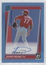 2021 Panini Donruss Optic Carolina Blue Prizm 22/35 Adonis Medina Auto 2id