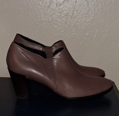 Ecco Shape 55 Plateau Stack Booties Deep Taupe Leather EU 41 Womens 10 - 10.5 US