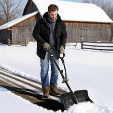 VEVOR 18" Plastic Snow Shovel Blade Assist Handle 50" Length Driveway Snow Scoop