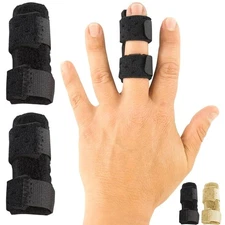 Finger Splint Universal Straightener Black Pack 2 Pcs for Hand Therapy