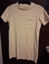 Everlane Women's T-shirt Dress Size Small Short Sleeves & Pockets, Pale Yellow