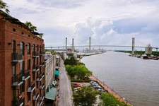 Savannah Georgia Waterfront with Talmadge Bridge Photo Art Print Poster 18x12