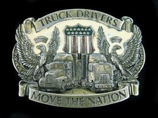 SJ09107 VINTAGE 1987  TRUCK DRIVERS MOVE THE NATION  COMMEMORATIVE BELT BUCKLE