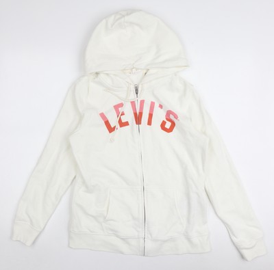 Levi's Damen elfenbeinfarbener Hoodie mit durchgehendem Reißverschluss - Größe M Freizeitkleidung