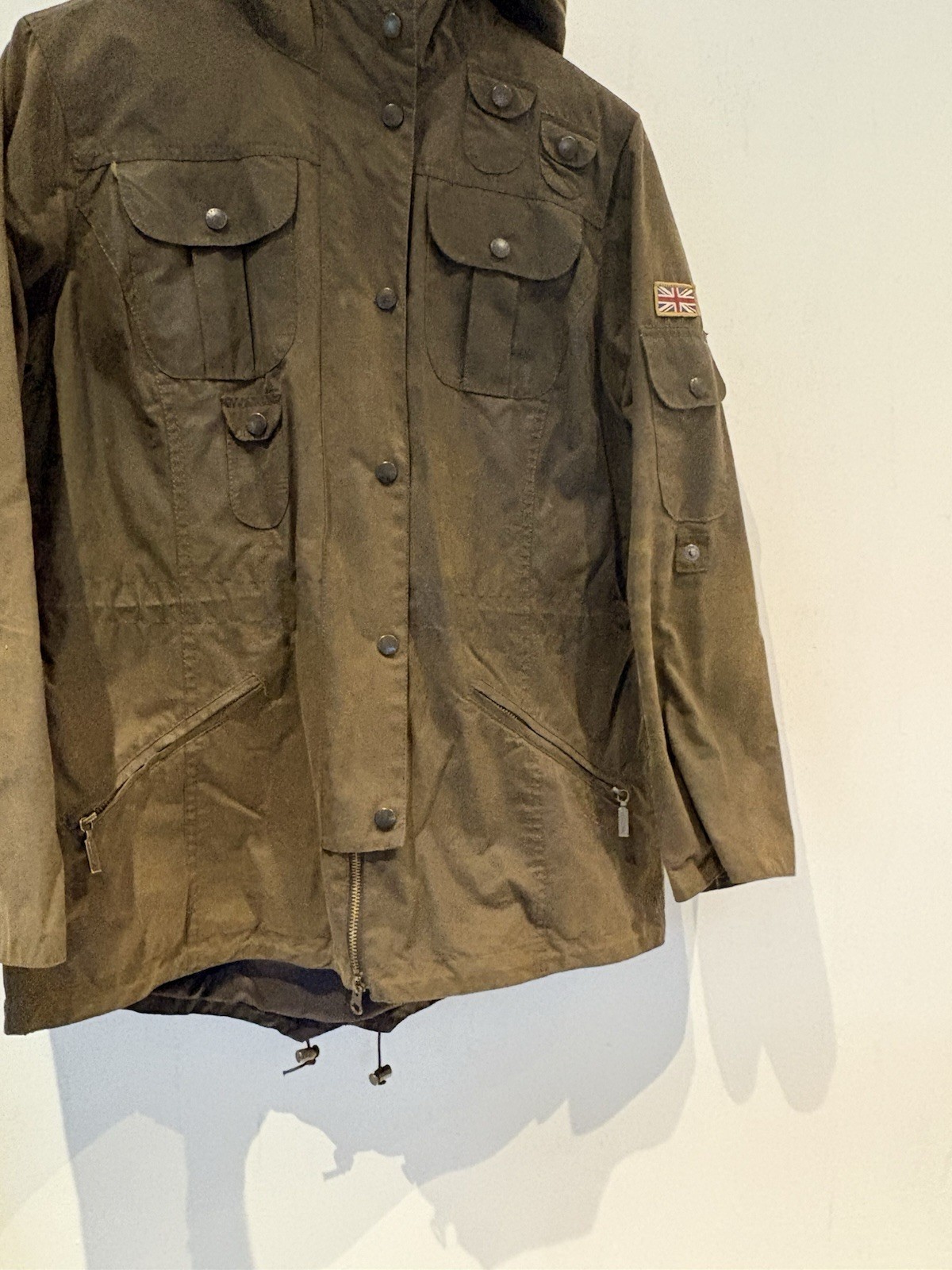 Ladies Barbour Winter Force Parka Jacket Size 14 Brown Olive Fleece Lined Coat image 4