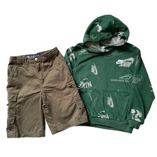 Lot Of Boys Clothes Size M/8 Cargo Shorts And Hoodie Nike Faded Glory