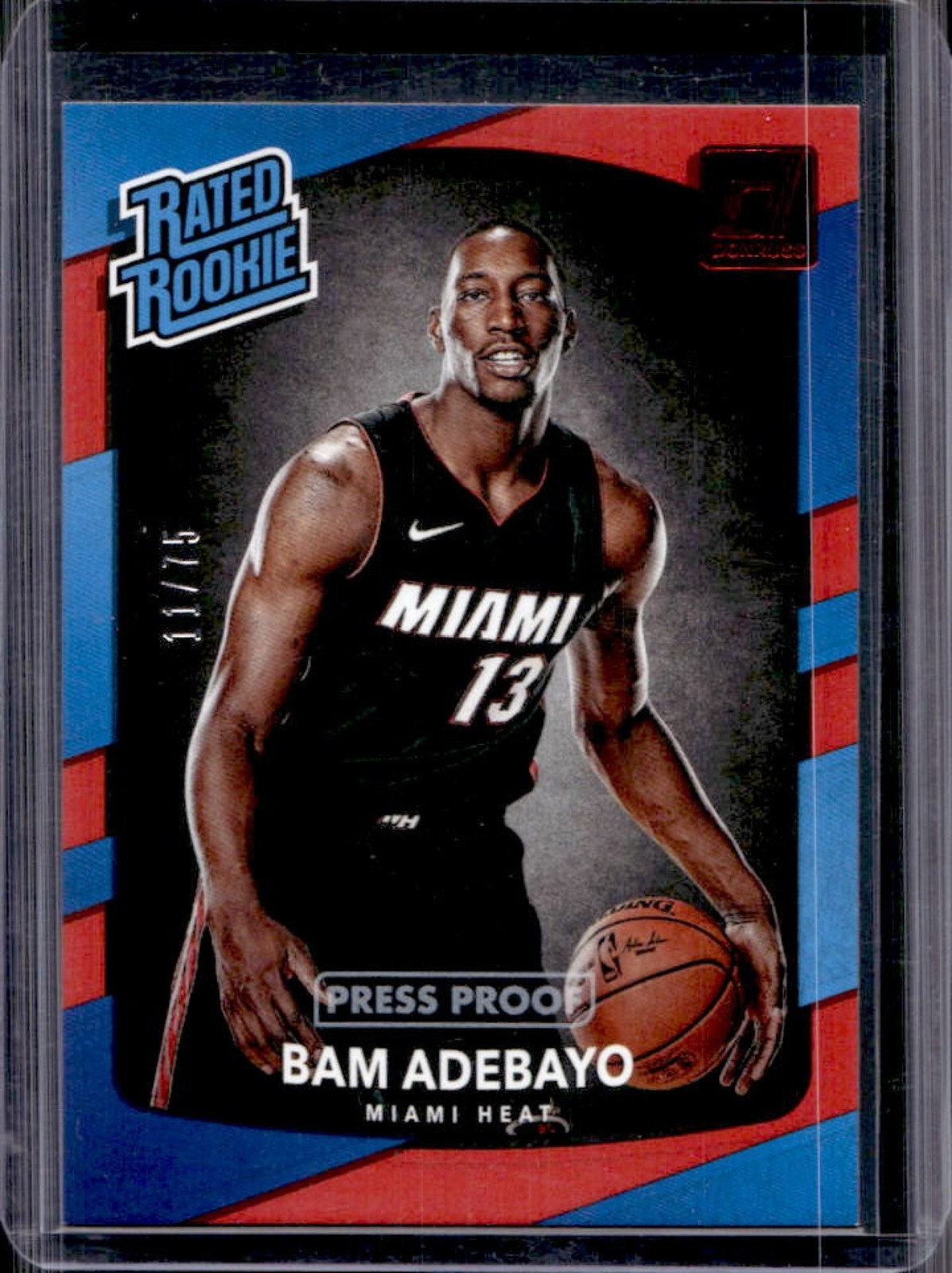 2017-18 Panini Donruss Bam Adebayo Press Proof Red Rookie RC #/75 Heat