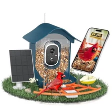 Smart Bird Feeder with Camera, 2K HD AI Identify Birds Species, Bird Wave Blue