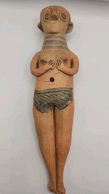 Vintage Studio Pottery Primitive Folk Art Female Sculpture Signed 8'' Figure