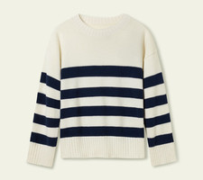 $219 / LILYSILK Striped OVERSIZED 70% Merino Wool / 30% Cashmere SWEATER - M
