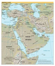 Middle East Political Administrative Physical Geographic Region Map Print