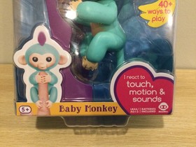 New ZOE Turquoise Blue Baby Monkey Fingerlings Interactive Toy