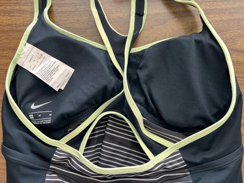 Nike tankini TOP Only size M bathing suit bra w removeable pads racerback stripe - Picture 6 of 6