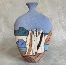LARGE Gina Arrighetti Landscape Vase, 22k Gol...