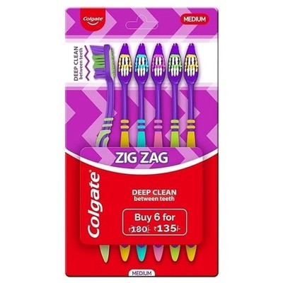 Colgate Zigzag Medium Zahnbürste: 6 Stück,