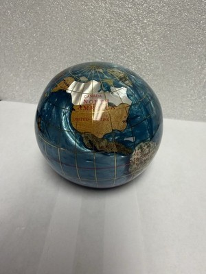 Alexander Kalifano 3'' Gemstone Globe Paperweight Bahama Blue Semi-Precious Stone