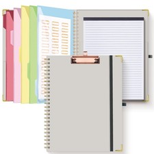 Clipboard Folio with Refillable Lined Notepad for Letter Size 11" x 8.5" , 5...