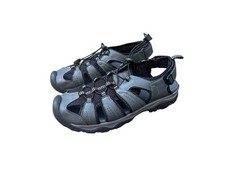 Eddie Bauer Stewart Men s Gray Leather Hiking Sandals Cinch Cord Size 10