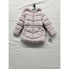 Member's Mark Girls Mauve Pink Puffer Jacket Removable Faux Fur Hood XS 4/5 NWT