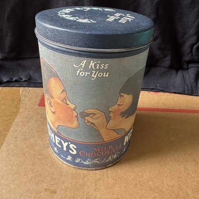 Vintage 1980 Hershey's Kisses Tin Box Boy & Girl Kiss ''A Kiss for You''