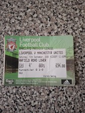 MATCH TICKET PREMIER LEAGUE LIVERPOOL V MAN UTD 13th sept 2008