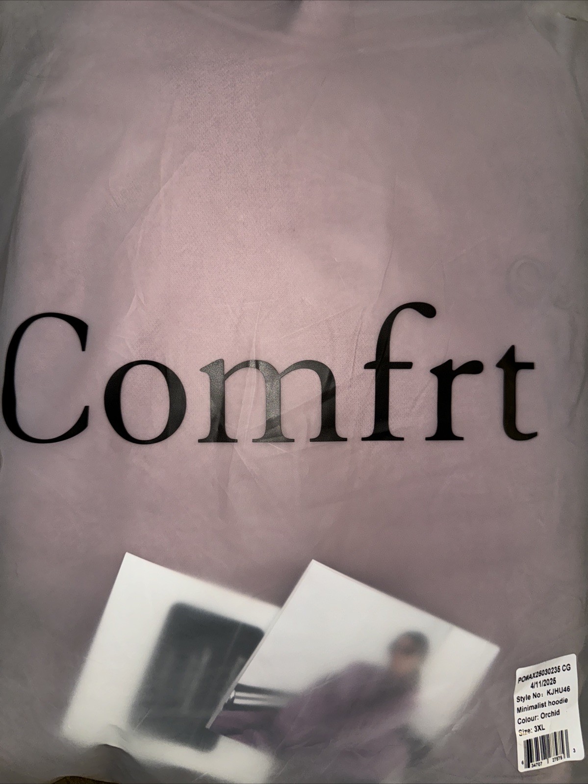 COMFRT Minimalist Hoodie in Orchid - Size 3XL