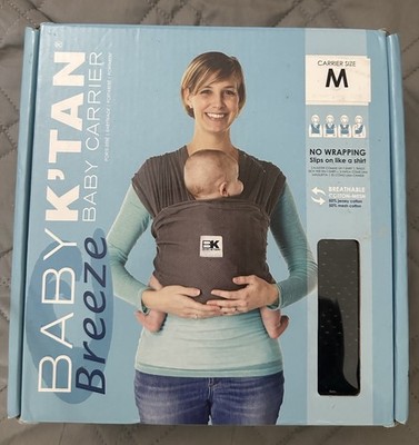 Baby K tan BREEZE Cotton Mesh Wrap Style Baby Carrier, BLACK, Medium