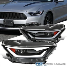 Black Fits 2015-2017 Mustang 18-20 Shelby HID/Xenon LED Bar Projector Headlights