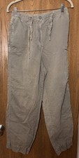 Zara Wide Leg Pants Womens Size Large Beige/Khaki Straight Fit Lightweight