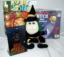 HALLOWEEN SET/WITCH,DRACULA PLATE,STAINED GLASS,WITCH STREAMER,CARVING KIT
