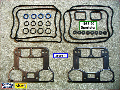 Full Rocker Box Gasket Kit, Steel base gaskets 1986-90 Sportster, ref. 17030-89