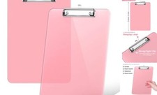 8.5 x 11 Plastic Clipboards Set of 2, Low Profile Metal Clip, Pink 2Pcs