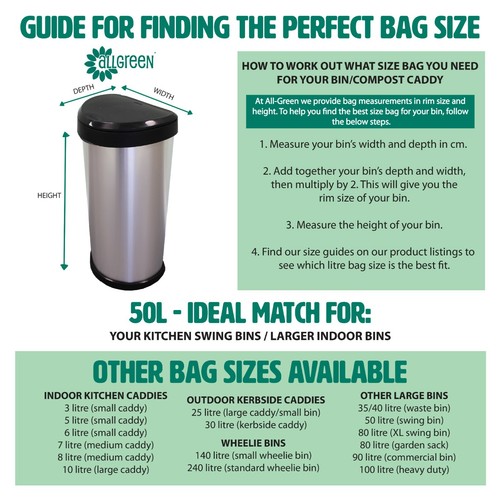 75 x 50L Compost Bag Compostable Bin Bags/Swing Bin Liners - 50L bags EN13432 - Picture 3 of 5