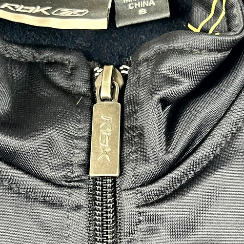 Reebok Mens Bomber Jacket Small Black Long Sleeve Full Zip Mock Neck Casual Logo - Picture 5 of 8
