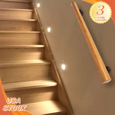 Modern Wood Handrail 3 FT Stair Railing Wall-mounted Hand Rail for Indoor New