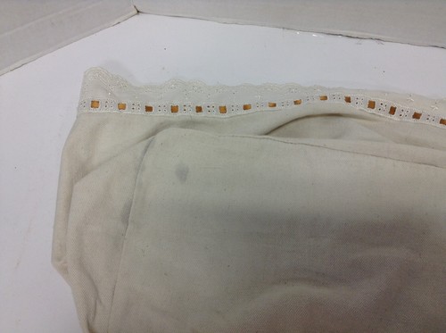 Cream Canvas Rectangle Basket Liner Insert Cover Scallop Lace Ribbon 11"x11"x7" - Picture 7 of 7