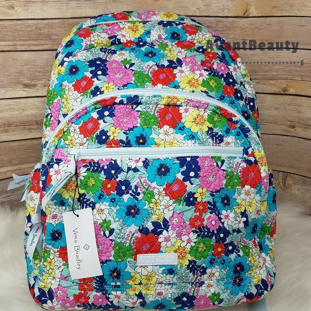 Vera Bradley Essential Backpack Far Out Floral Cotton 