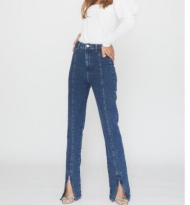 NWT ROTATE Jada Jeans High Waist Zipper Ankle Flare Organic Cotton Size 6 Boho